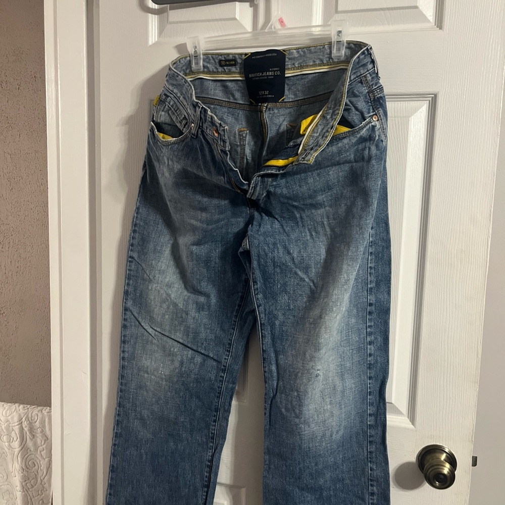 Nautica Jeans Men's 32x32 Blue Wash Straight Leg Jeans Relaxed